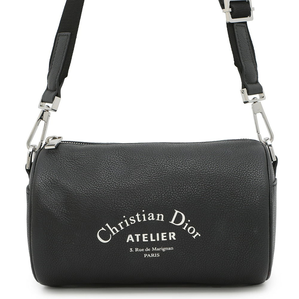 Christian Dior Shoulder Bag Leather Logo Black